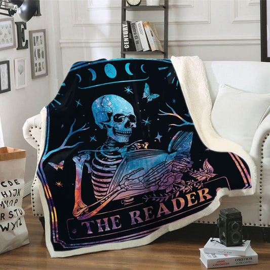 The Reader Tarot Blanket, Vintage Tarot Reader Blanket, Retro Book Lover Gift For Reader, Librarian Gift, Bookish Blanket for Book Club