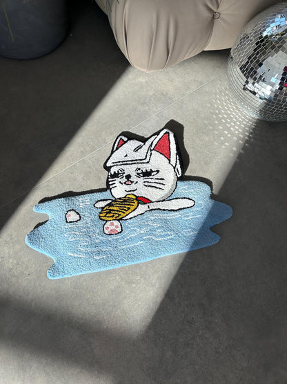 Handmade Anime Cat Rug,  Custom carpet, Cozy Home Decor