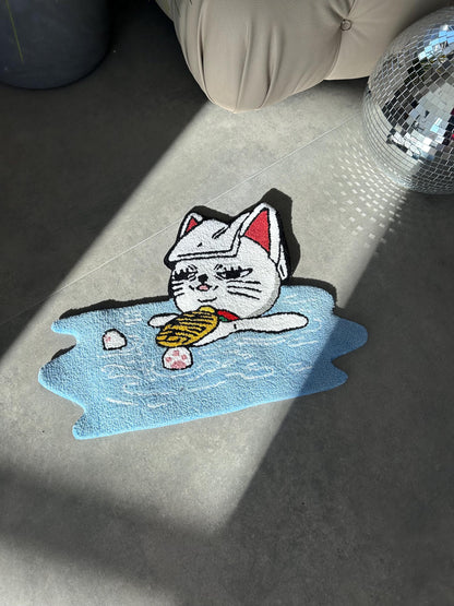 Handmade Anime Cat Rug,  Custom carpet, Cozy Home Decor