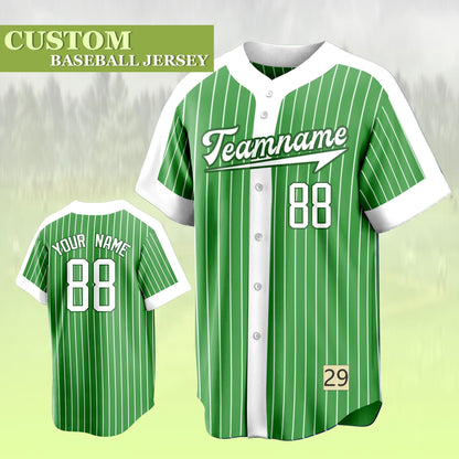 Custom Stripe Baseball Jersey  Personalized Team Name and Number  Stitched or Printed Custom Baseball Shirt for Men  Women  and Youth