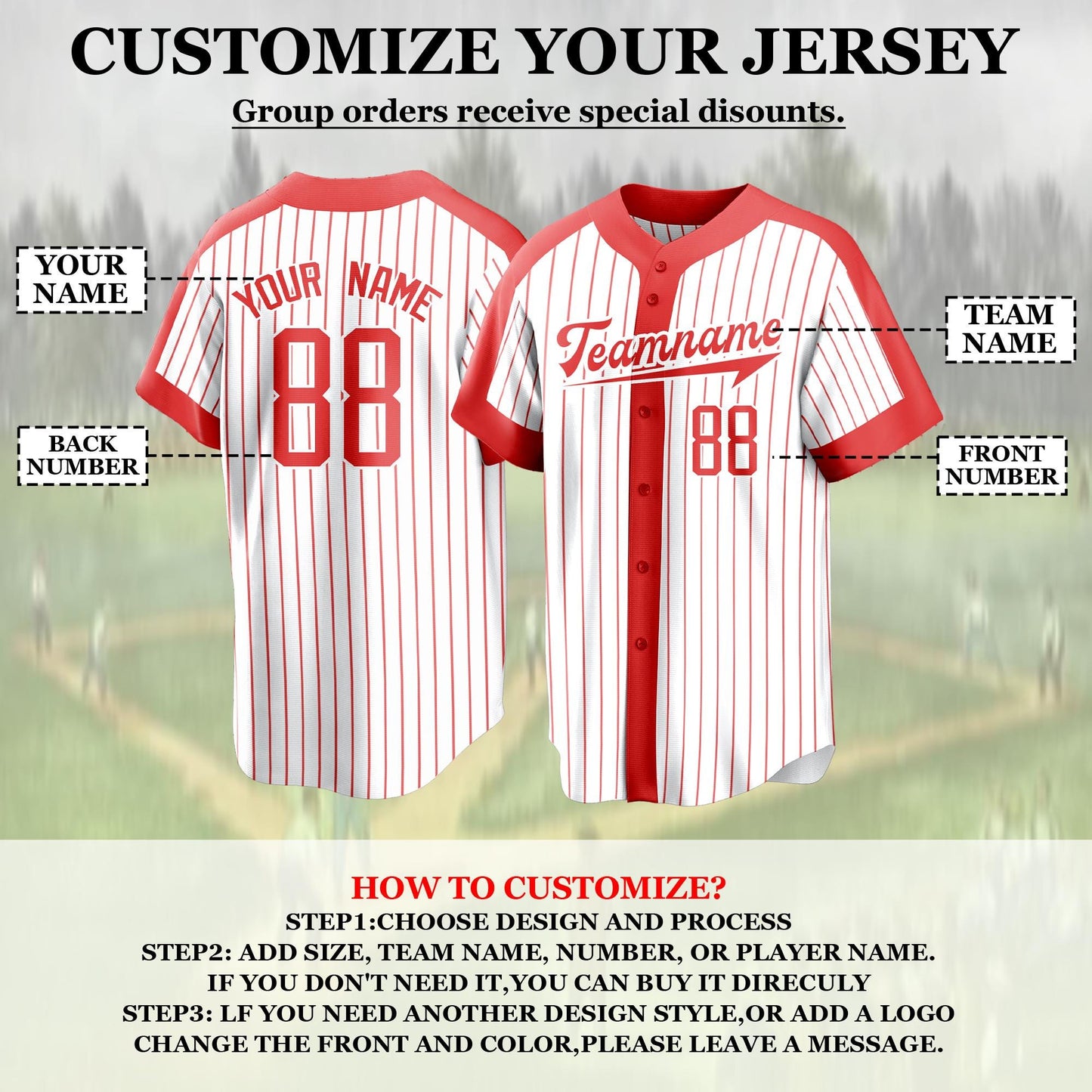 Custom Stripe Baseball Jersey  Personalized Team Name and Number  Stitched or Printed Custom Baseball Shirt for Men  Women  and Youth