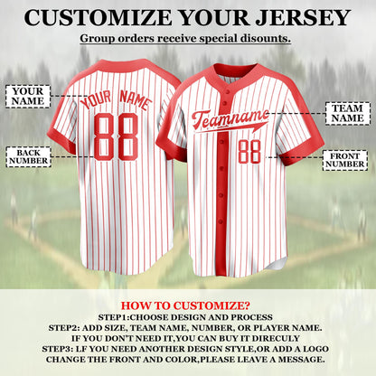 Custom Stripe Baseball Jersey  Personalized Team Name and Number  Stitched or Printed Custom Baseball Shirt for Men  Women  and Youth