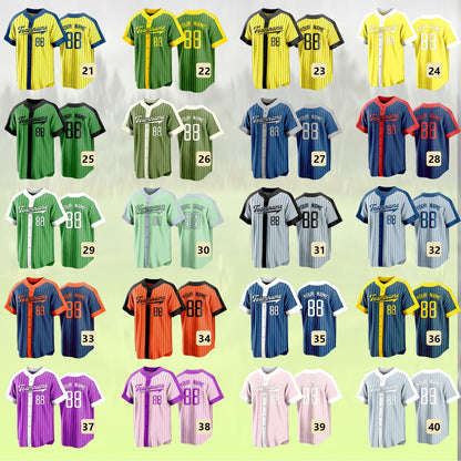 Custom Stripe Baseball Jersey  Personalized Team Name and Number  Stitched or Printed Custom Baseball Shirt for Men  Women  and Youth