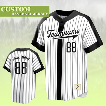 Custom Stripe Baseball Jersey  Personalized Team Name and Number  Stitched or Printed Custom Baseball Shirt for Men  Women  and Youth
