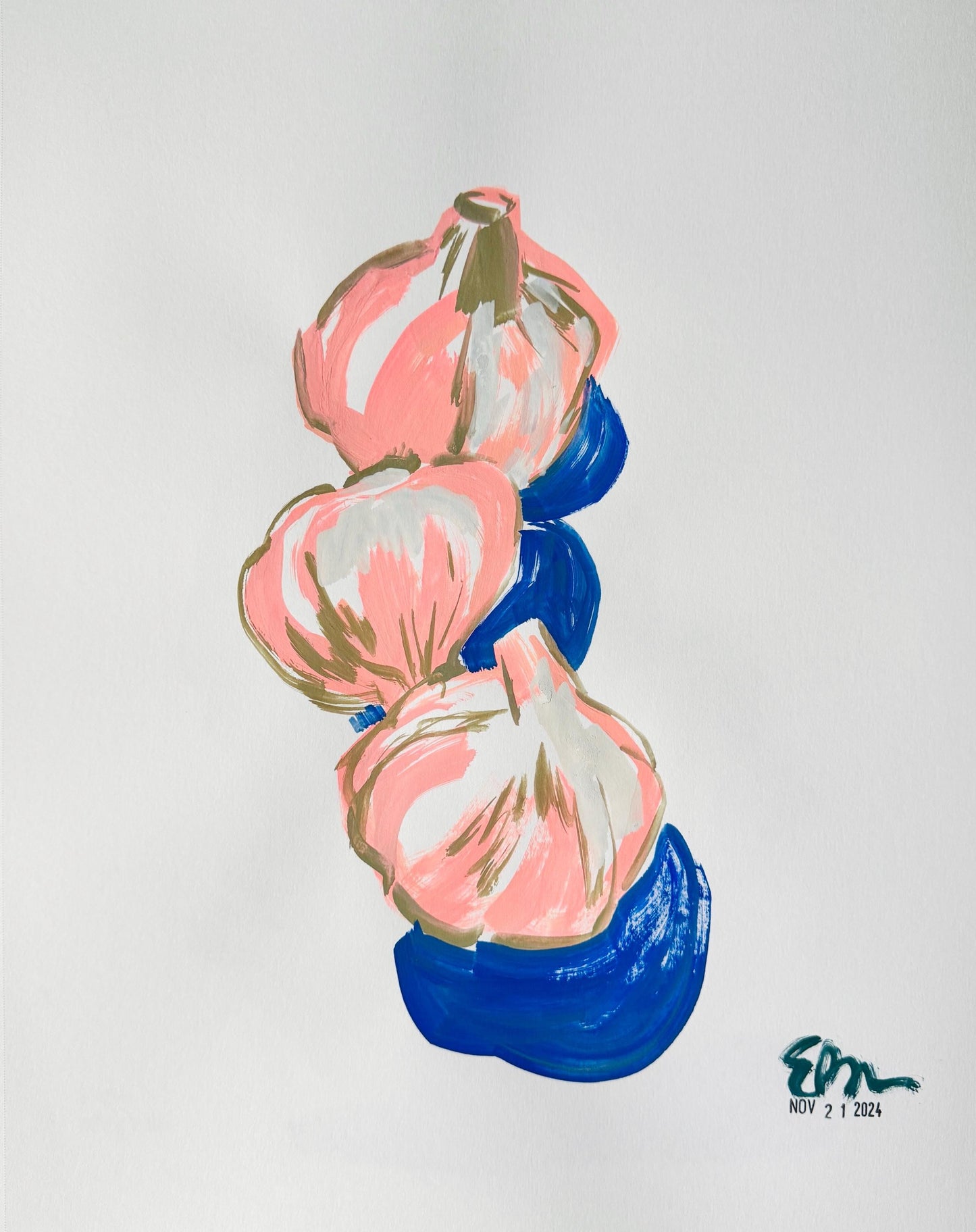 Garlic | Original Art Gouache Painting Kitchen Art