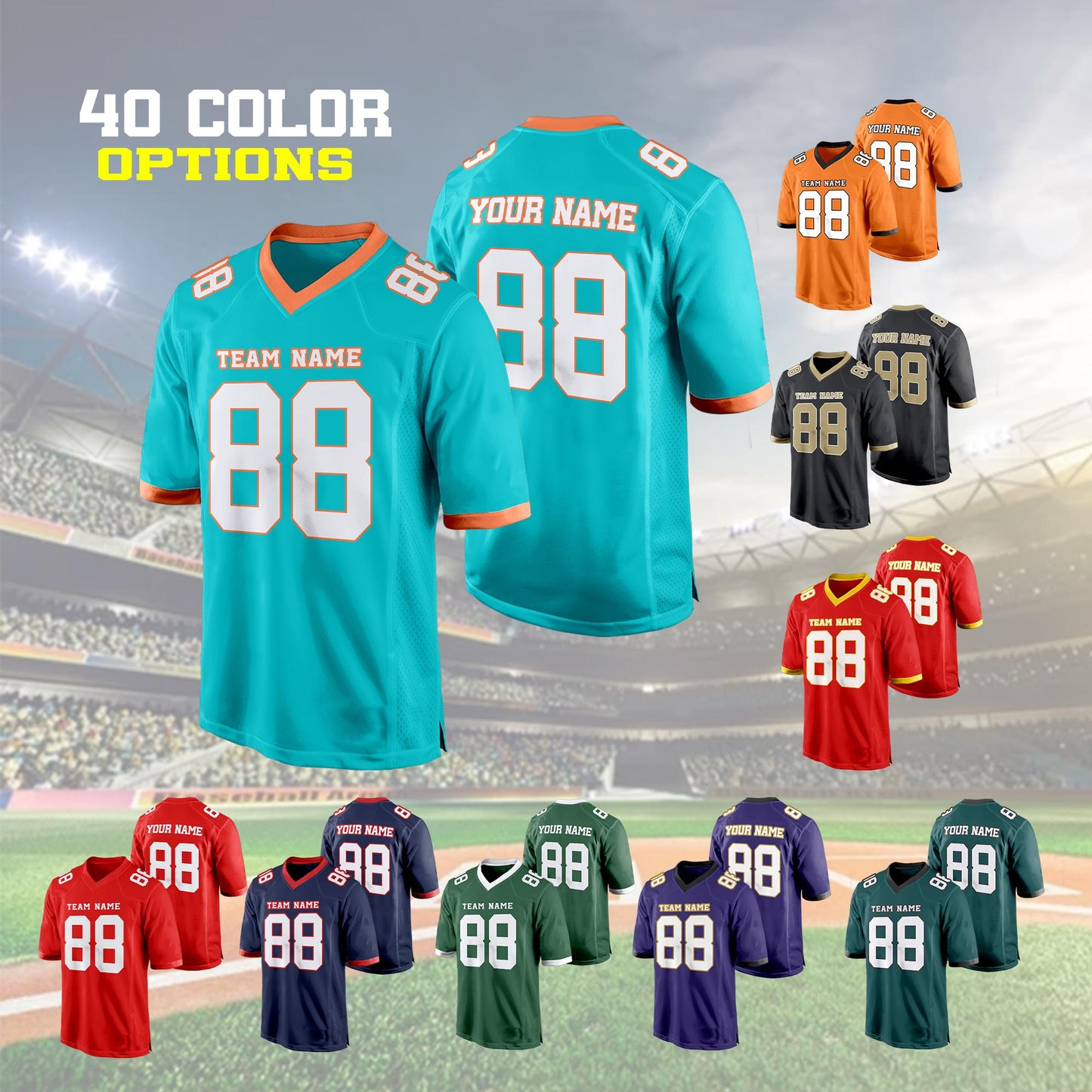 Custom Football Jersey, Personalized Name Number Logo, Embroidery football Shirts  Wedding Jersey Gifts for Men Women Kids Toddler Fan