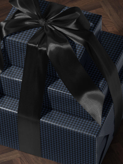 Blue Houndstooth Wrapping Paper Elegant Gift Wrap Unique Wrapping Paper Birthday Man Gift Idea Holiday Gift Wrap for Him Classy Decor Blue