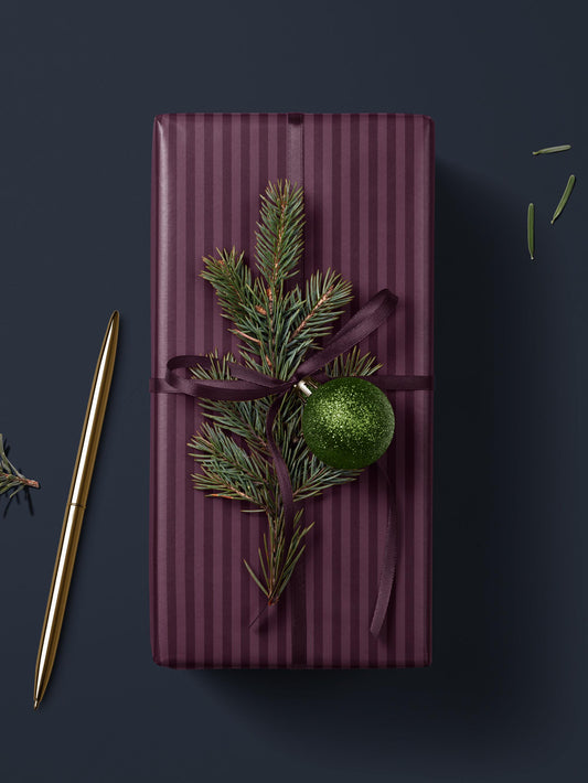 Plum Stripe Wrapping Paper Purple Gift Wrap Christmas Wrapping Paper Holiday Gift for Daughter Baby Shower Gift Wrap Kid Birthday Party