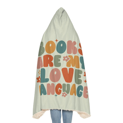 Books Are My love Language Hooded Blanket | Reading Blanket | Wearable Blanket | Hoodie Blanket | Snuggle Blanket | Sherpa Blanket