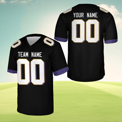 Personalized Team Name And Number Any Football Jersey, Custom V-neck Short Sleeve Jersey Shirt, Football Jersey For Football Fan Lover