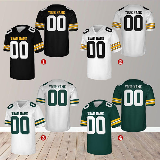 Personalized Team Name And Number Any Football Jersey, Custom V-neck Short Sleeve Jersey Shirt, Football Jersey For Football Fan Lover