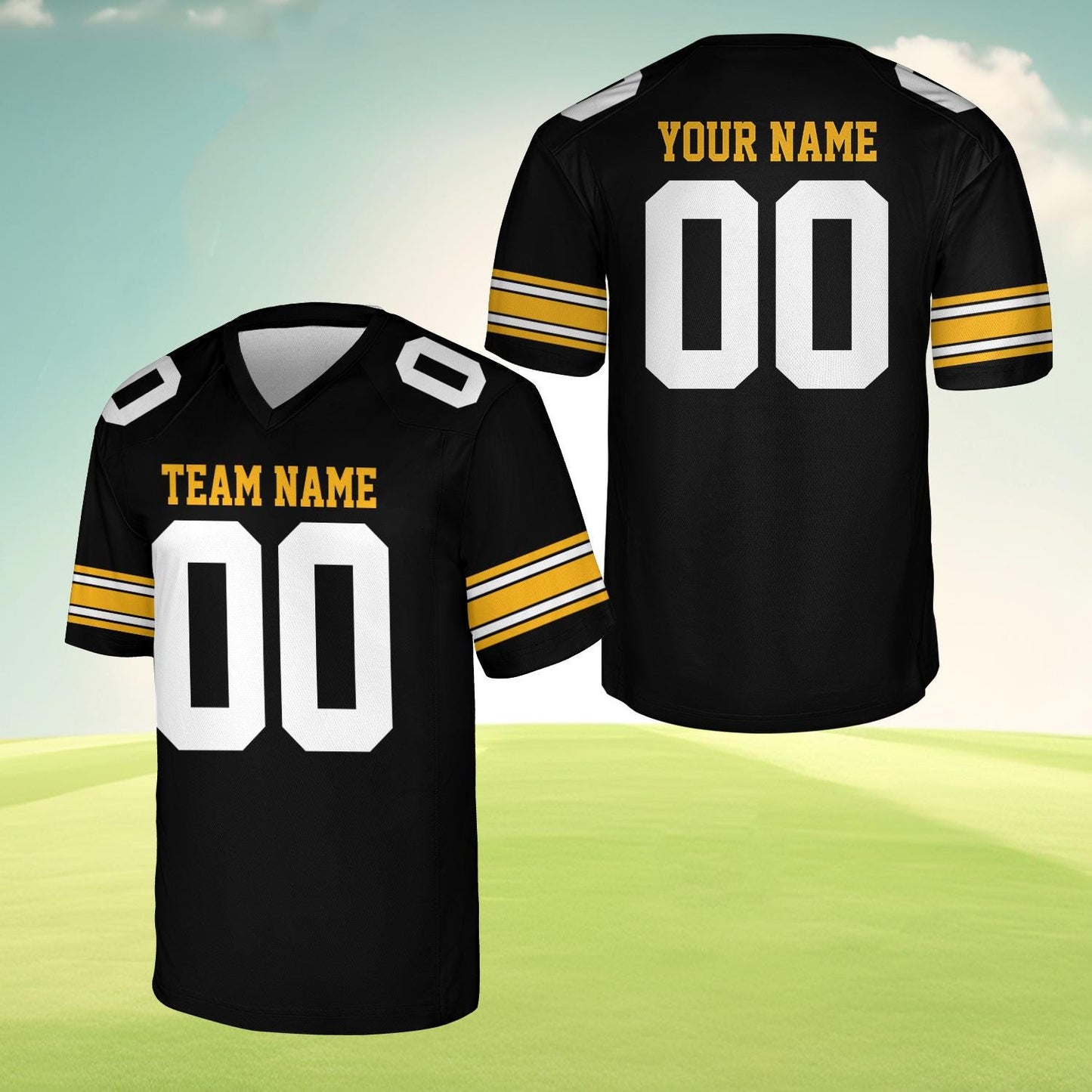Personalized Team Name And Number Any Football Jersey, Custom V-neck Short Sleeve Jersey Shirt, Football Jersey For Football Fan Lover
