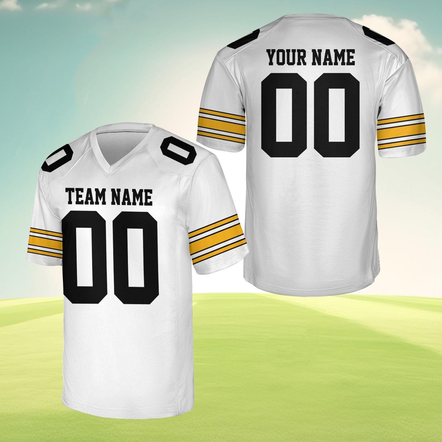 Personalized Team Name And Number Any Football Jersey, Custom V-neck Short Sleeve Jersey Shirt, Football Jersey For Football Fan Lover