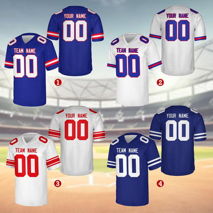 Personalized Team Name And Number Any Football Jersey, Custom V-neck Short Sleeve Jersey Shirt, Football Jersey For Football Fan Lover