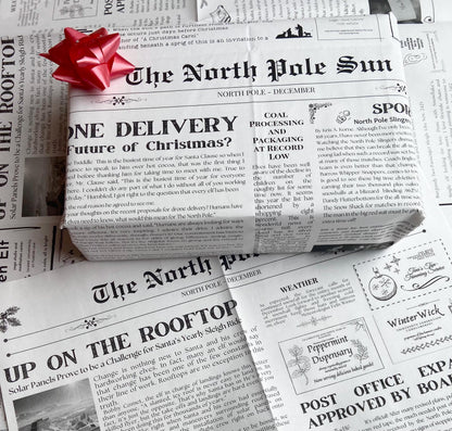 The North Pole Newspaper Gift Wrap Sheets from Santa on Christmas Eco-friendly PLASTIC FREE wrapping paper