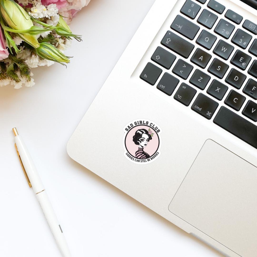 Sad Girls Club Saddies Can Still Be Baddies Vinyl Sticker, Cute Stickers, Trendy Popular Decal, Decal, kindle sticker, mental health