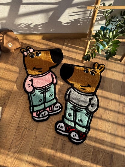 Chill Girl Custom Wool Rug: Handmade Tufted Fiber Art