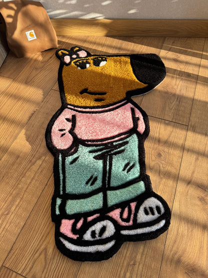 Chill Girl Custom Wool Rug: Handmade Tufted Fiber Art