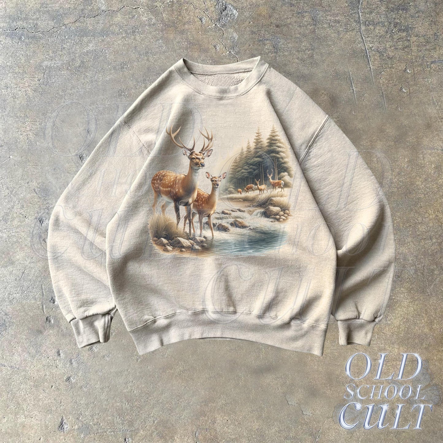 Retro Deer Wilderness 90s Sweatshirt, Nineties Vintage Buck And Doe Deer Outfit, Boho Unisex Crewneck Sweatshirt, Deer Lovers Sweater,Hoodie