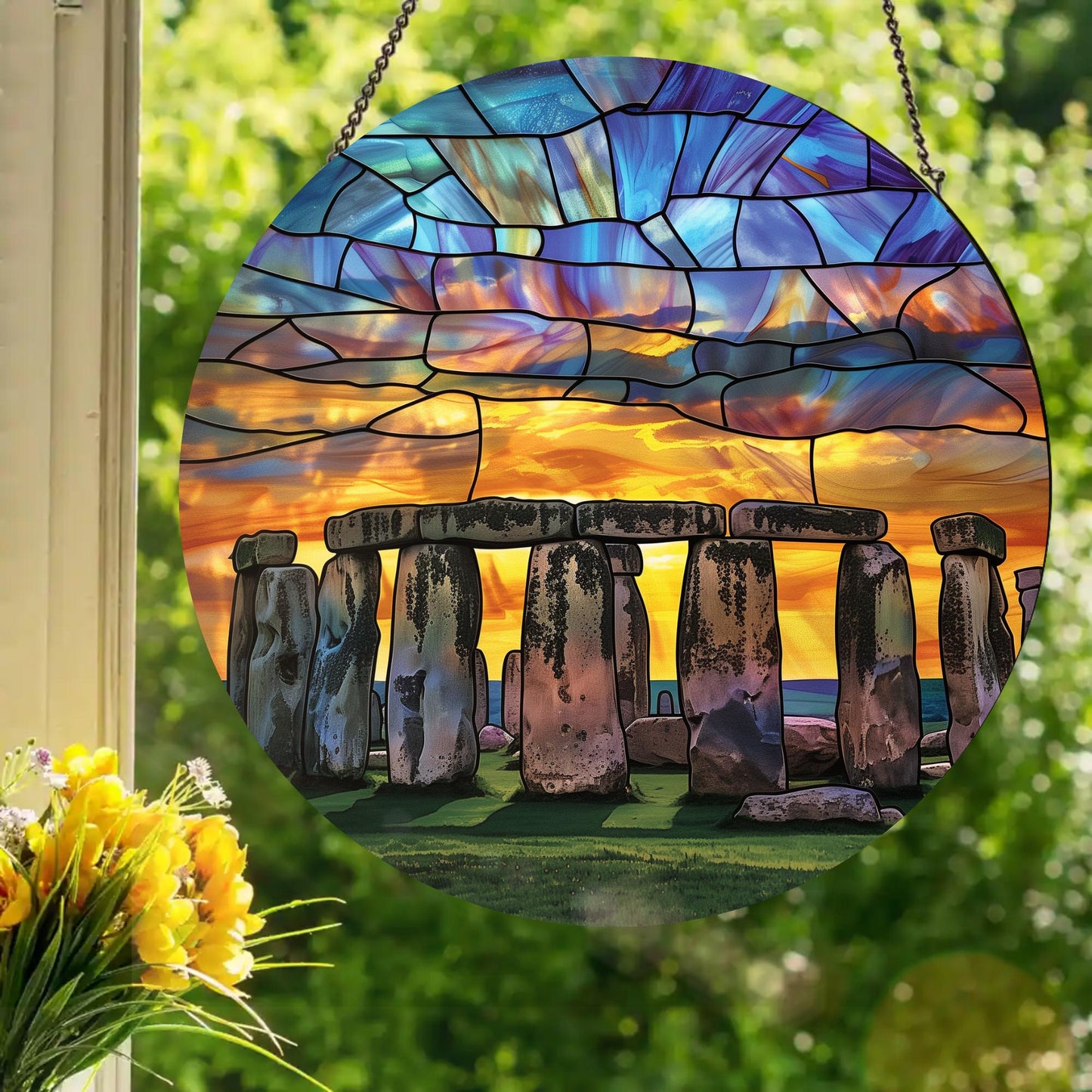 Stonehenge: Stained Glass Style Window Hanging