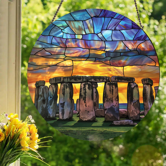 Stonehenge: Stained Glass Style Window Hanging