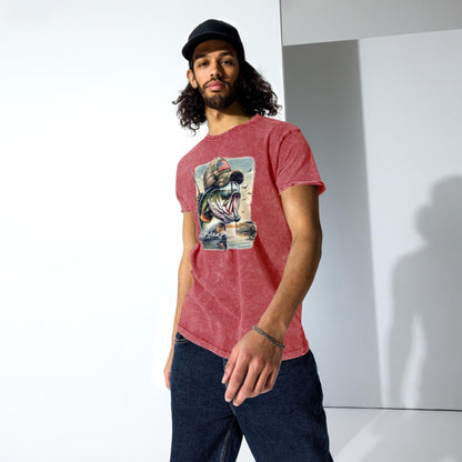 Fishing Bass T-Shirt | Vintage Dad Shirt | Old School Gift for Him | Angler Tshirt | Fisherman Tee Gifts | Denim Washed Shirt| Bassfishing