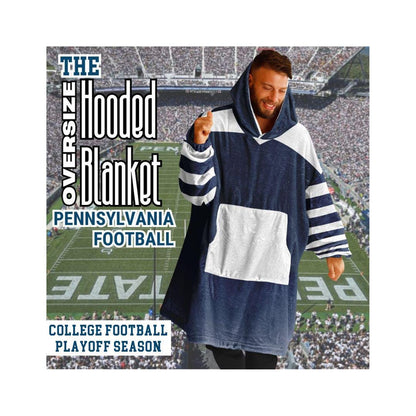 Pennsylvania Football Oversized Hooded Blanket: Blue & White Game Day Cuddle Hoodie
