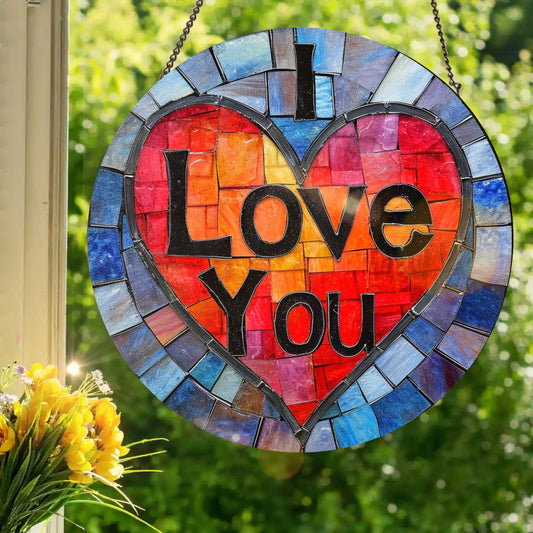 I Love You: Stained Glass Style Window Hanging