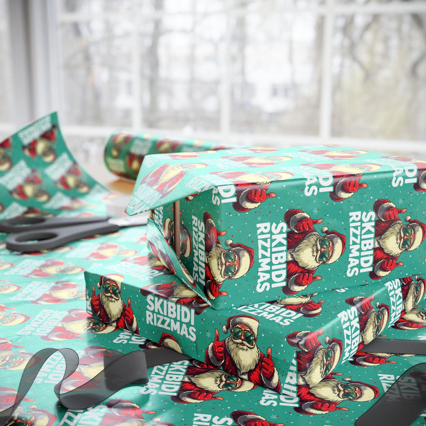 Skibidi Rizzmas Santa Wrapping Paper - Funny Christmas Gift Wrap