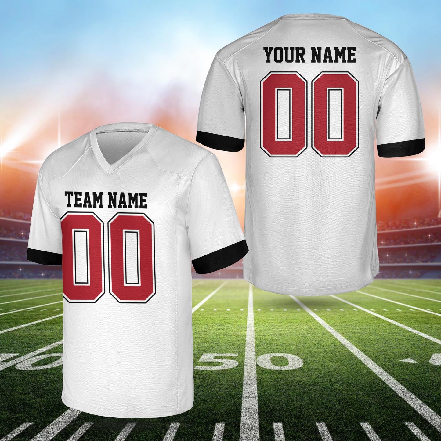 Personalized Team Name And Number Any Football Jersey, Custom V-neck Short Sleeve Jersey Shirt, Football Jersey For Football Fan Lover