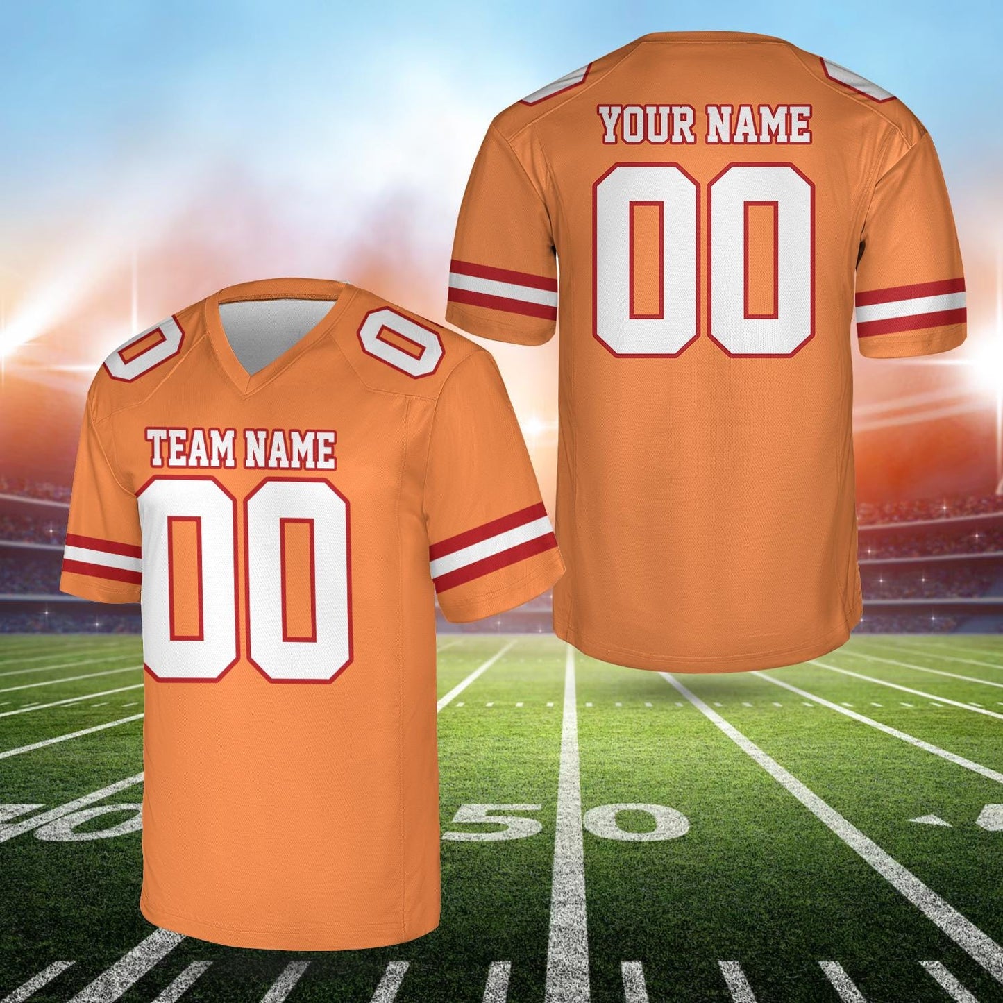 Personalized Team Name And Number Any Football Jersey, Custom V-neck Short Sleeve Jersey Shirt, Football Jersey For Football Fan Lover