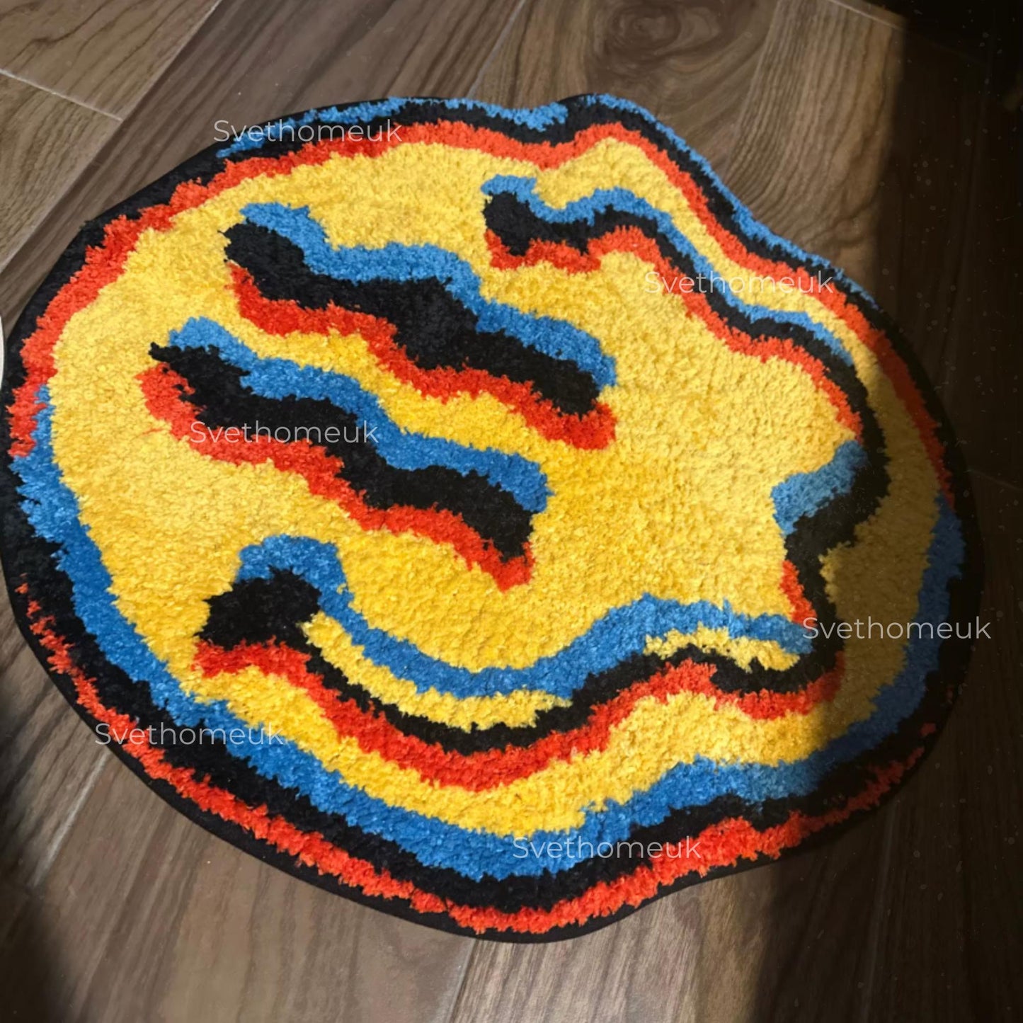 Trippy Smile Rug | Smiley Face Rug, Yellow Rug, Tufted Rug, Bedroom Area, | Round Rug, Living Room Rug, Area Rug, Custom Rug, Colorful Rug