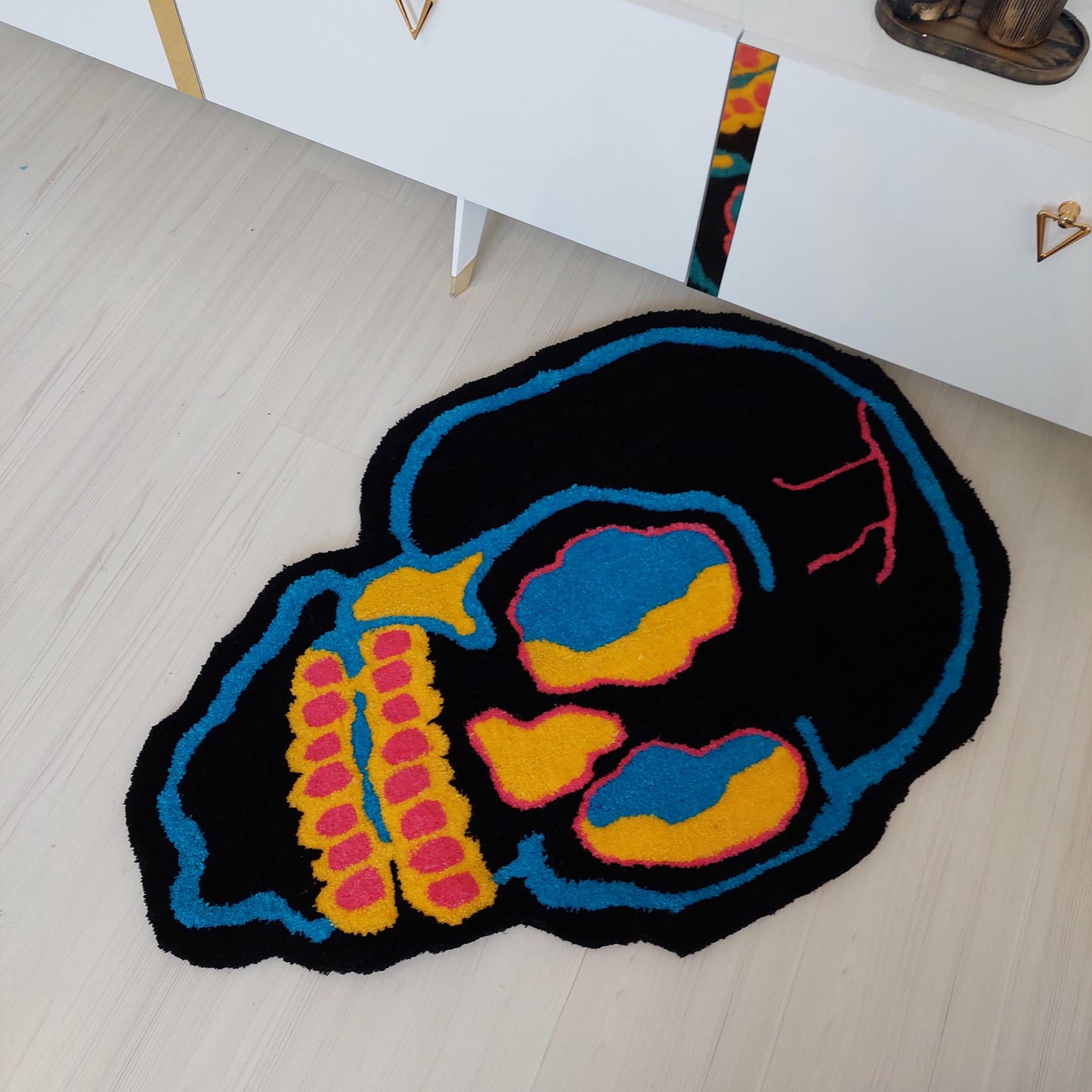 Skull Rug,Tufted Rug,Gothic Rug,Living Room Rug,Fear Rug,Fear Decor,Custom Rug,Modern Rug,Black Rug,Custom Gifts,Skeleton Rug,Satanic Rug