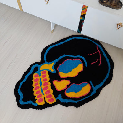 Skull Rug,Tufted Rug,Gothic Rug,Living Room Rug,Fear Rug,Fear Decor,Custom Rug,Modern Rug,Black Rug,Custom Gifts,Skeleton Rug,Satanic Rug