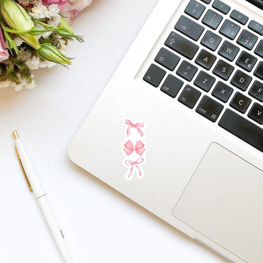 Coquette Pink Bow Stacked Sticker | bookish stickers | book lover | book stickers | kindle |laptop | romance reader | girly stickers