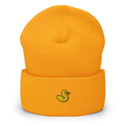 Rubber Duck Beanie, Handmade Cuffed Knit Unisex Slouchy Adult Winter Hat Cap Gift, Kawaii