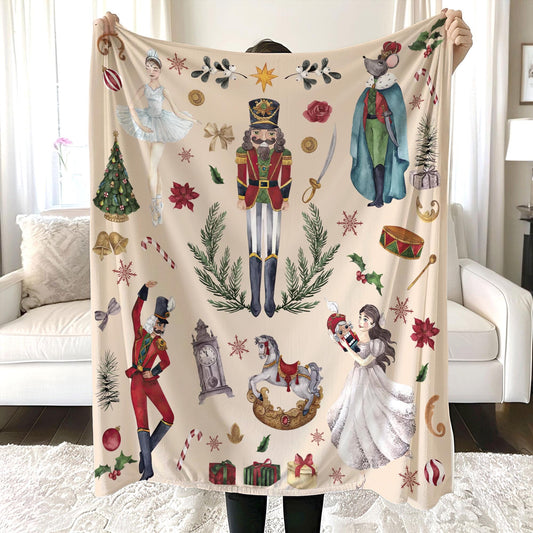 Vintage Christmas Nutcracker Blanket, Christmas Nutcracker Ballet Blanket, Boho Cottagecore Nutcracker Gift, Baby Shower Gift, Birthday Gift