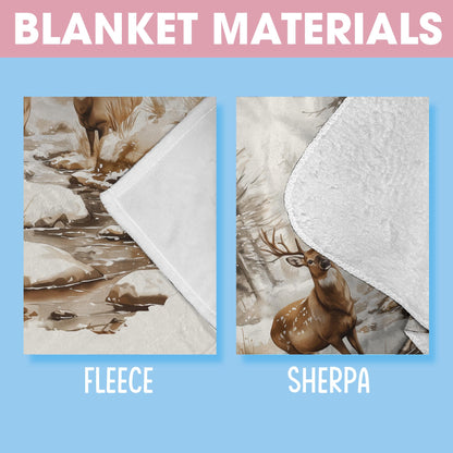 Vintage Deer Wilderness Scene Blanket, Retro Deer Blanket, Nineties Vintage Buck And Doe Deer Blanket, Deer Hunting Blanket, Hunting Season