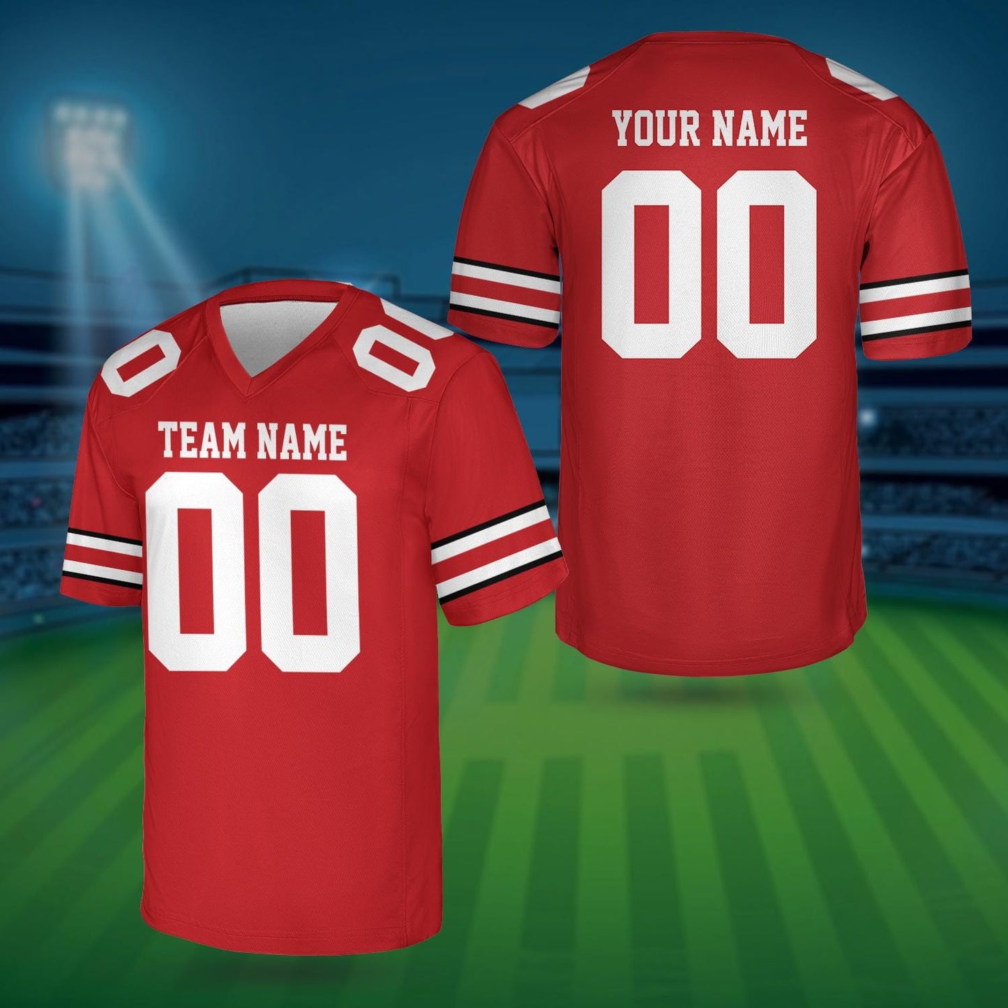 Personalized Team Name And Number Any Football Jersey, Custom V-neck Short Sleeve Jersey Shirt, Football Jersey For Football Fan Lover