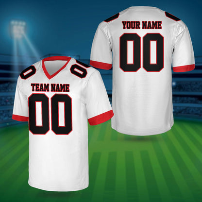 Personalized Team Name And Number Any Football Jersey, Custom V-neck Short Sleeve Jersey Shirt, Football Jersey For Football Fan Lover