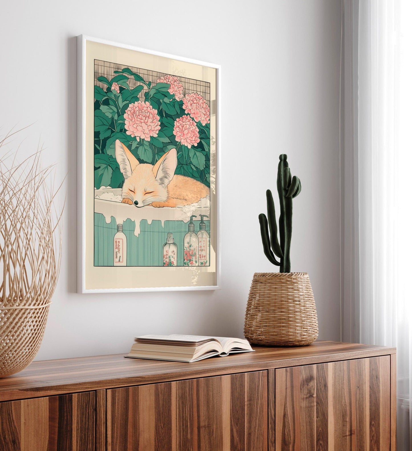 Fennec Fox Ukiyo-e Print: Japanese Bathroom Print