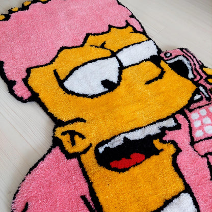 Bart Tufted, Simpsons Rug, Movie Rug, Pink Rug, Cartoon Character Rug, Custom Rug, Handmade Rug, Tufted Rug,Area Rug,Gift For Her,Home Decor