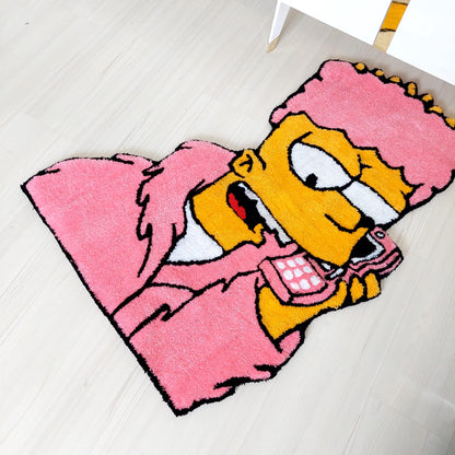 Bart Tufted, Simpsons Rug, Movie Rug, Pink Rug, Cartoon Character Rug, Custom Rug, Handmade Rug, Tufted Rug,Area Rug,Gift For Her,Home Decor