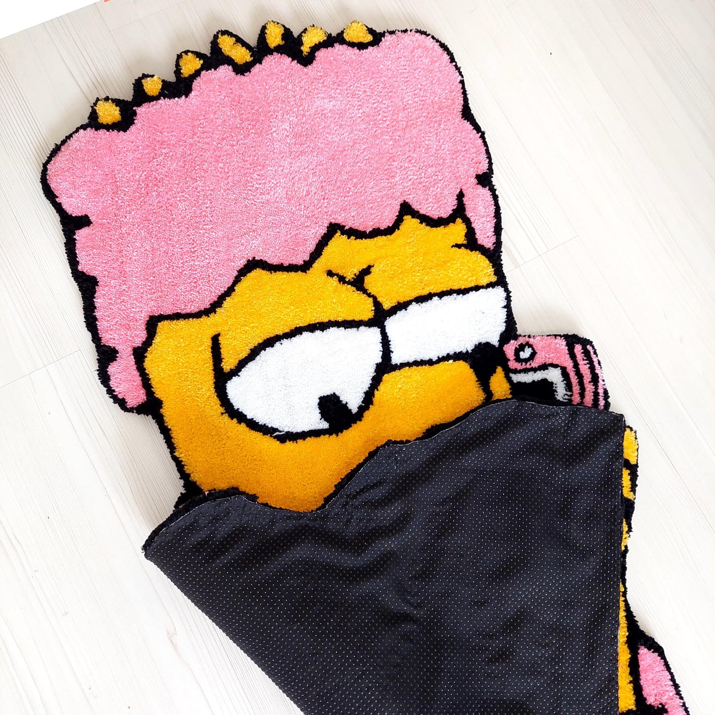 Bart Tufted, Simpsons Rug, Movie Rug, Pink Rug, Cartoon Character Rug, Custom Rug, Handmade Rug, Tufted Rug,Area Rug,Gift For Her,Home Decor