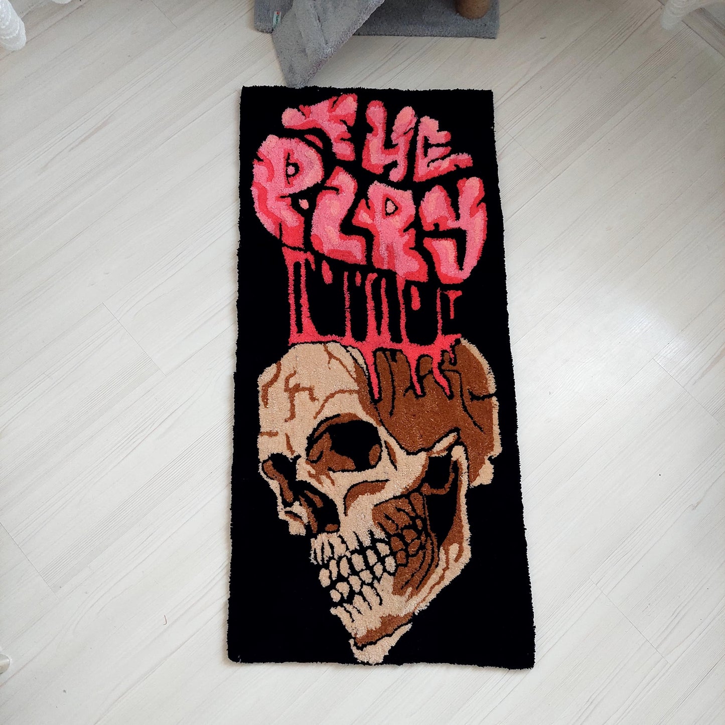Skull Rug,Tufted Rug,Custom Rug,%100 Handmade Rug,Skeleton Rug, Fear Rug,Player Rug,Game Room Rug,Gothic Rug,Game Room Decor,Area Rug,Gift
