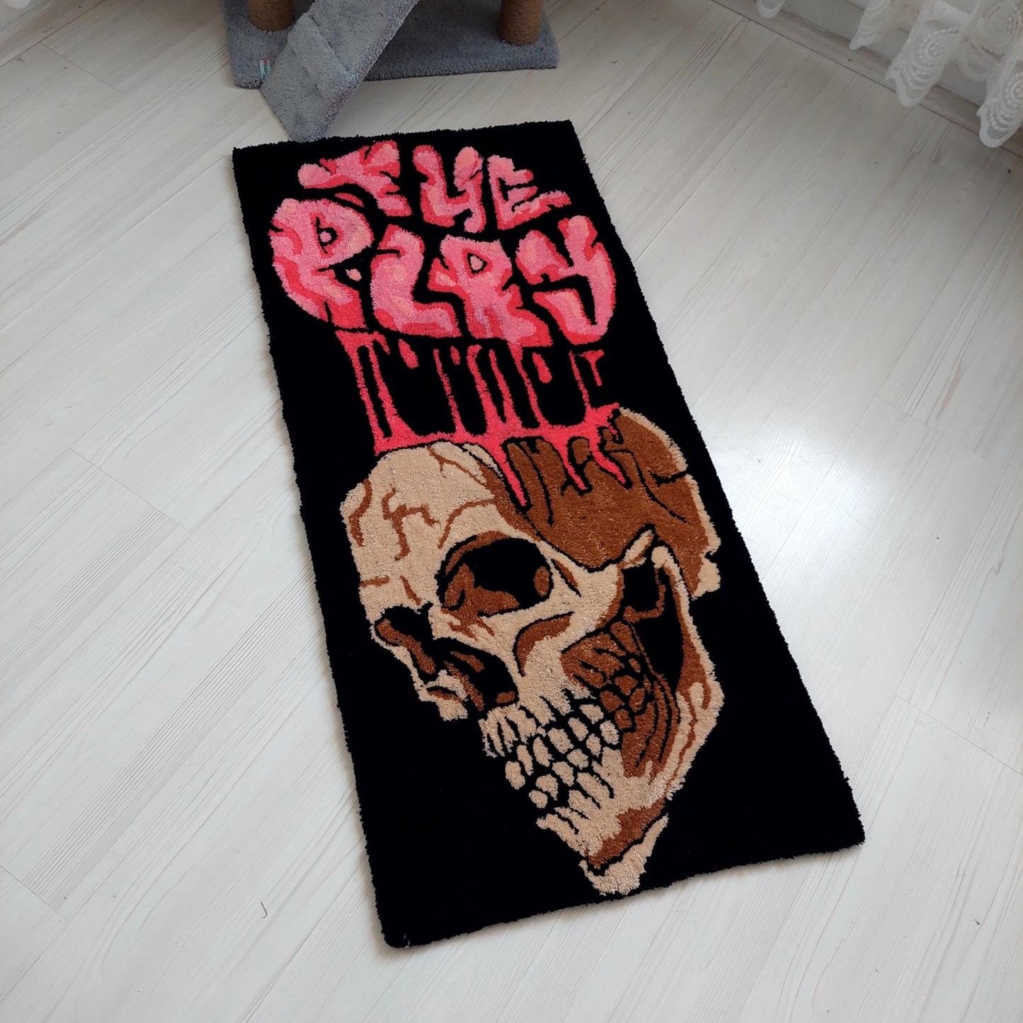 Skull Rug,Tufted Rug,Custom Rug,%100 Handmade Rug,Skeleton Rug, Fear Rug,Player Rug,Game Room Rug,Gothic Rug,Game Room Decor,Area Rug,Gift