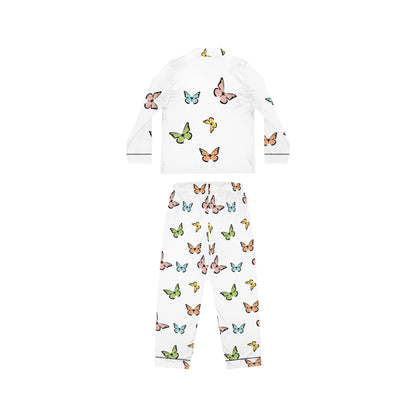 Butterfly Satin Pajamas Set, Women's Nightwear, Butterfly Print Pajama Set, Sleepwear Gift for Her, Satin Sleep Set, Women's Butterfly