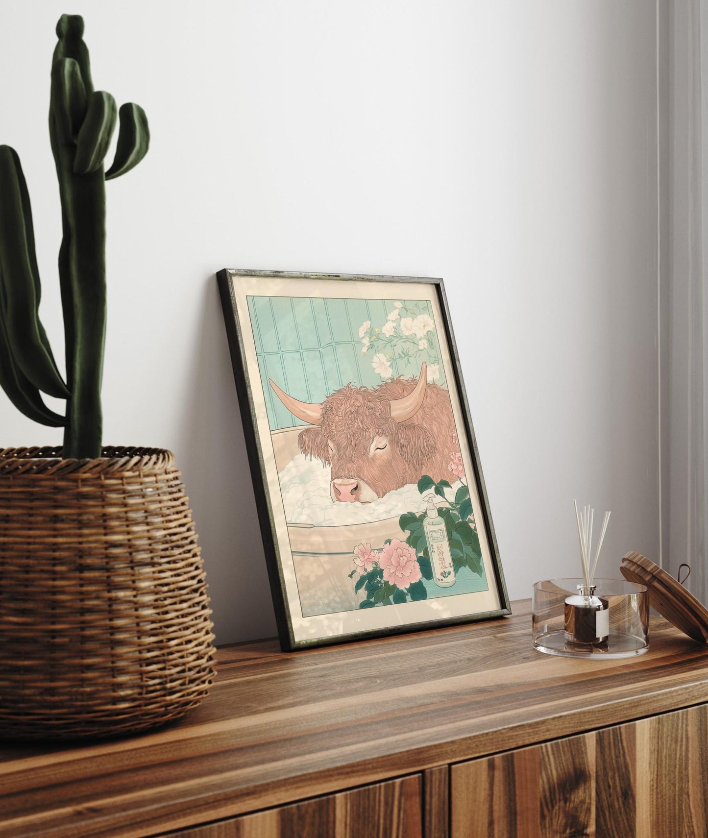Highland Cow Print: Ukiyo-e Japanese Bathroom Art