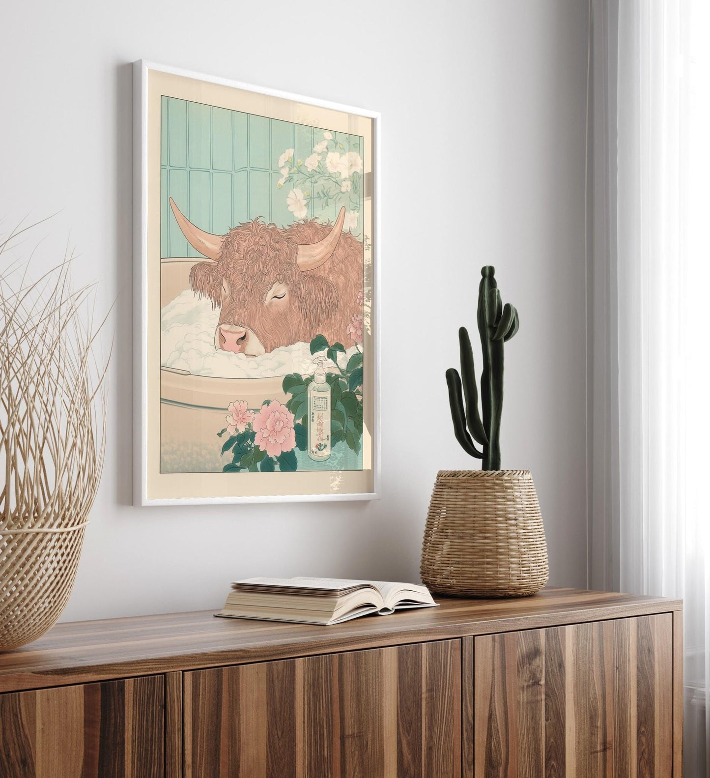 Highland Cow Print: Ukiyo-e Japanese Bathroom Art