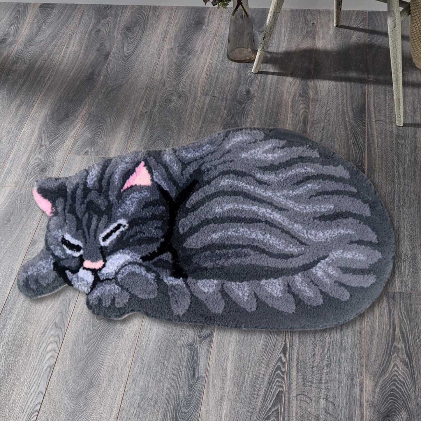 Cat Shape Rug for Children's Room Decoration Door Mat Gray Brown Living Room Bathroom Area Rug